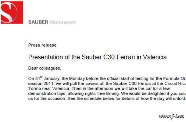 Sauber komandası təqdimat tarixini təsdiq edib