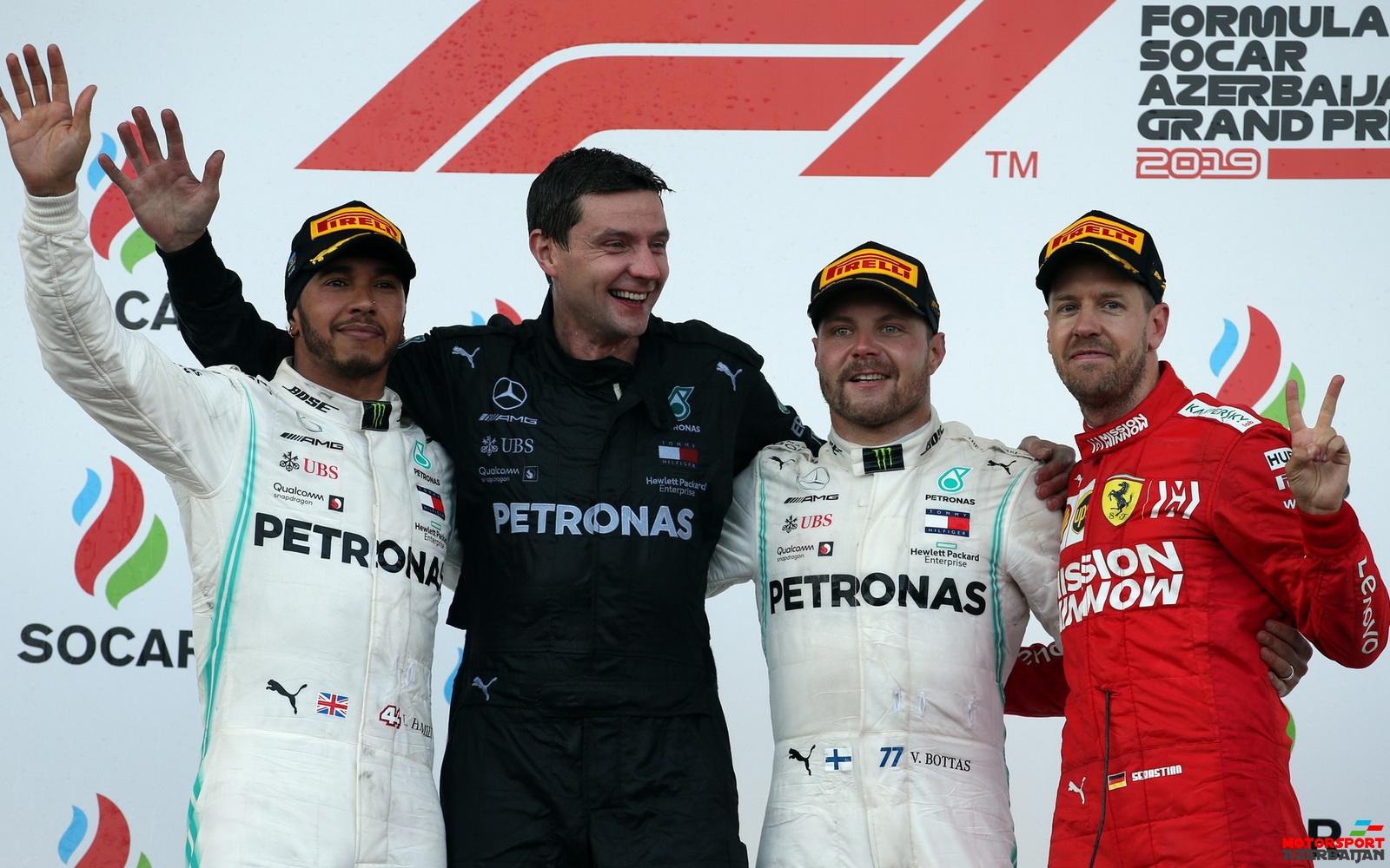 Lewis Hamilton, Valtteri Bottas, Sebastian Vettel, Baku City Circuit, 2019
