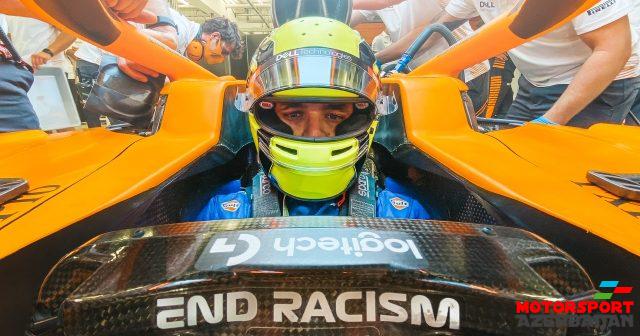 L.Norris Mercedes motorundan razıdır L.Norris Mercedes motorundan razıdır